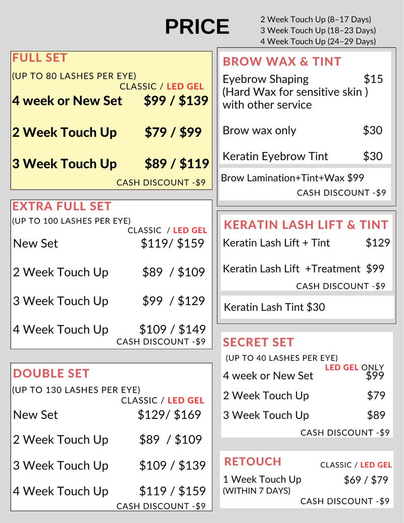 Tall and Great Price List