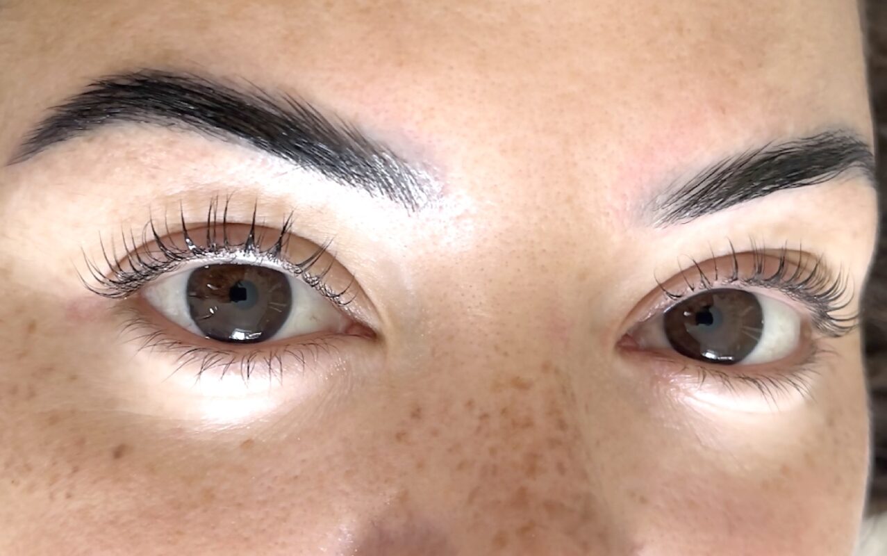 Lash lift result with natural curl and lifted lashes at Tall & Great, Midtown Manhattan, NYC
